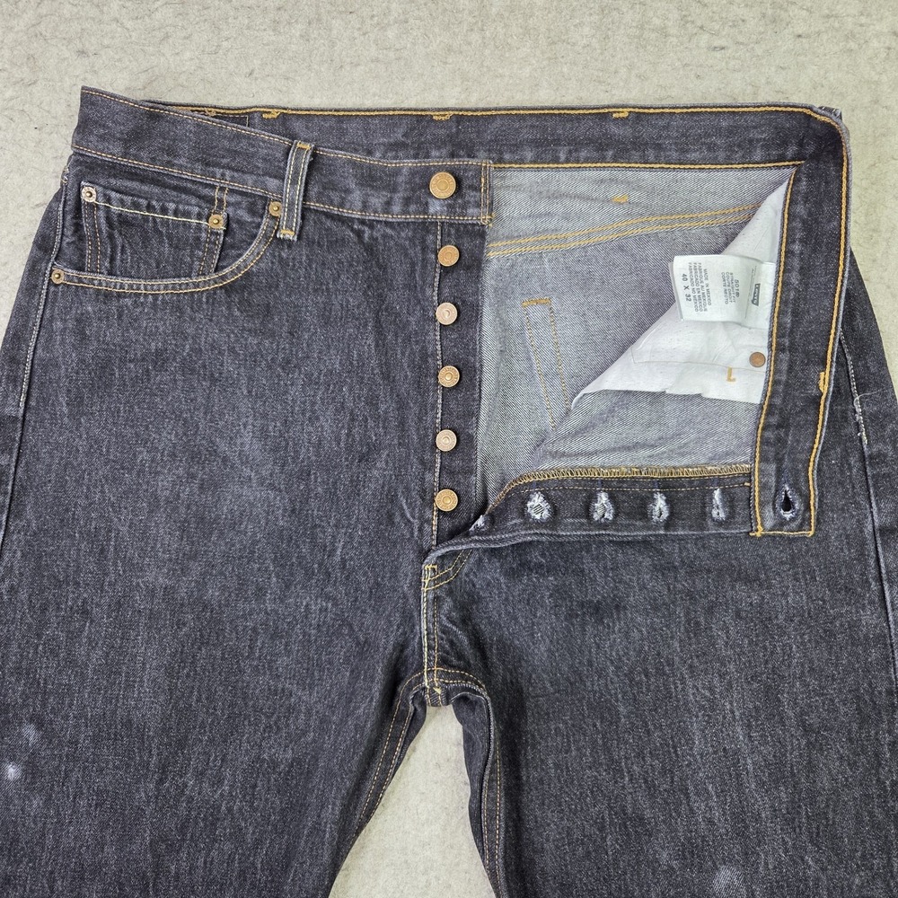 Vintage Levis 501xx Jeans Men's 40x32 Black Denim‎ Button Fly Grunge Made Mexico